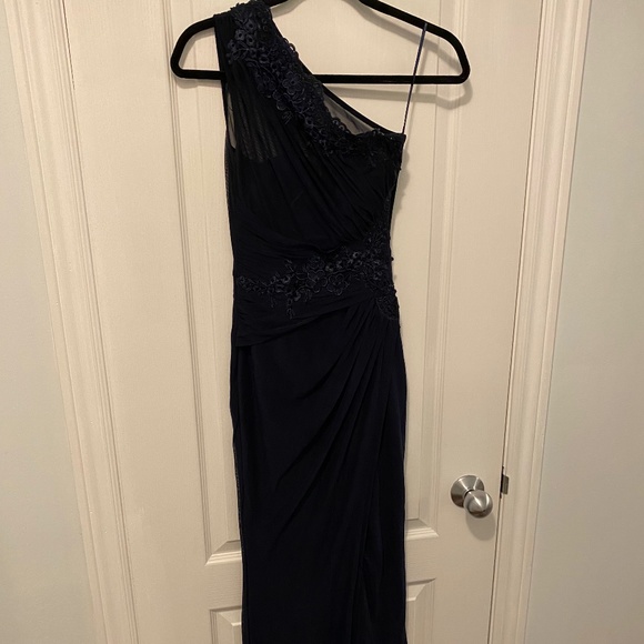 Navy one shoulder evening gown - Picture 1 of 1